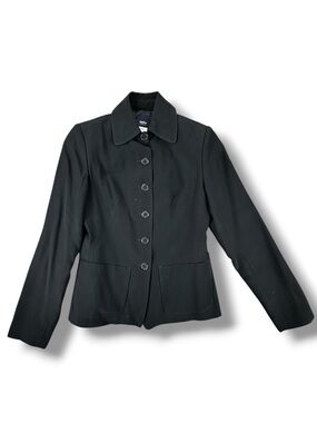 Mossimo Vintage Wool Blend Blazer XS Structured Tailored Button Front Navy Blue